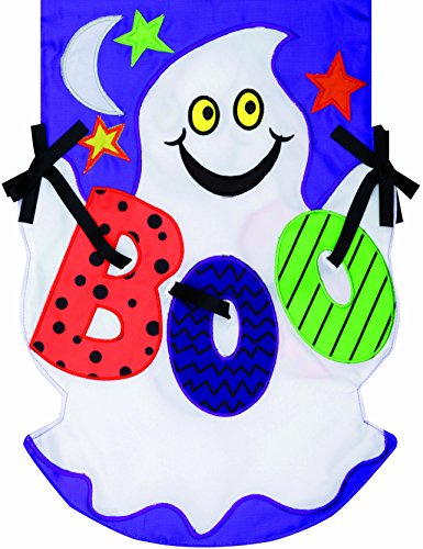 Evergreen Boo Applique Halloween Garden Flag