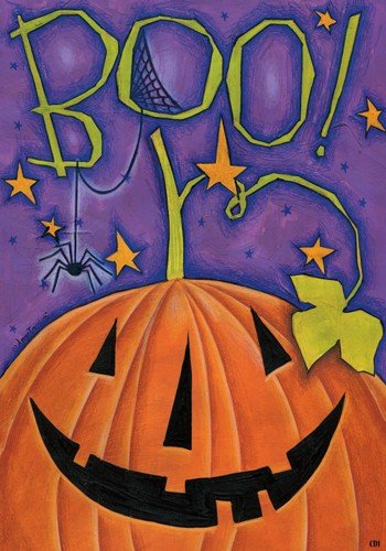 Evergreen Boo Jack o' Lantern Halloween Garden Flag