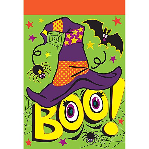 Magnolia Garden Boo Witch Hat and Crazy Eyes Halloween Garden Flag