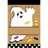 Magnolia Garden Polka Dot White Ghost Burlap Halloween Garden Flag