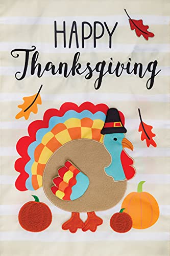 Custom Decor Pilgrim Turkey Happy Thanksgiving Garden Flag