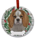 E&S Imports Personalizable Christmas Wreath Ornament-Cavalier King Charles
