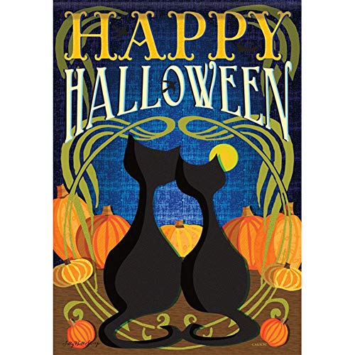Carson Home Black Cats Happy Halloween Stand Flag