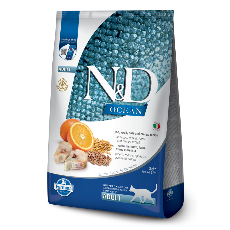 Farmina N&D Ocean Dry Cat Food - Cod, Spelt, & Orange Adult