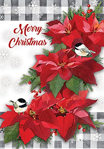 Evergreen Merry Christmas Poinsettia Garden Flag