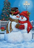 Evergreen Snowman Couple Christmas Garden Flag