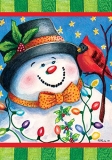 Evergreen Snowman's Friend Christmas Garden Flag