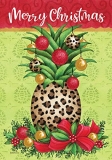 Evergreen Merry Christmas Cheetah Print Pineapple Garden Flag