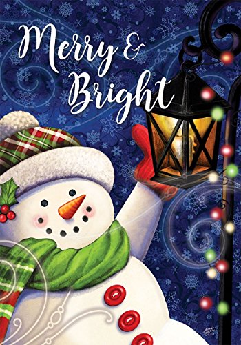 Evergreen Merry & Bright Snowman & Lamp Christmas Garden Flag