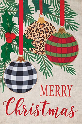 Custom Decor Merry Christmas Three Ornaments Garden Flag