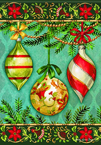Carson Glittering Ornaments Christmas Garden Flag