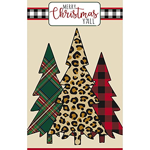 Evergreen Merry Christmas Y'all Mixed Print Christmas Trees Garden Flag