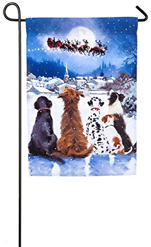 Evergreen Christmas Dogs Garden Flag