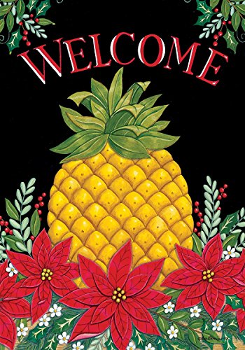 Evergreen Welcome Christmas Pineapple Garden Flag