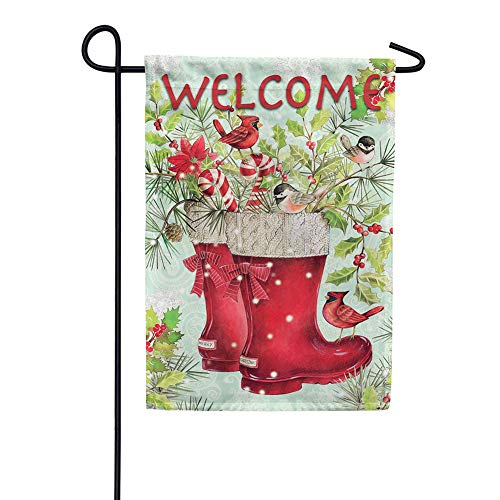 Evergreen Welcome Santa Boots Christmas Garden Flag