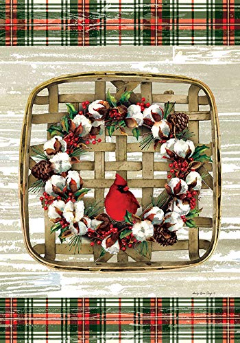 Evergreen Cardinal & Cotton Christmas Garden Flag