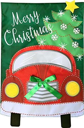 Evergreen Merry Christmas Truck Garden Flag