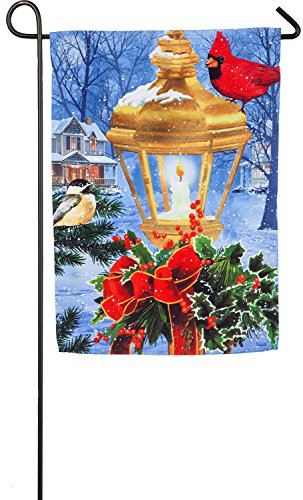 Evergreen Birds & Lamppost Christmas Garden Flag