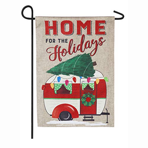 Evergreen Home for the Holidays Christmas Camper Garden Flag
