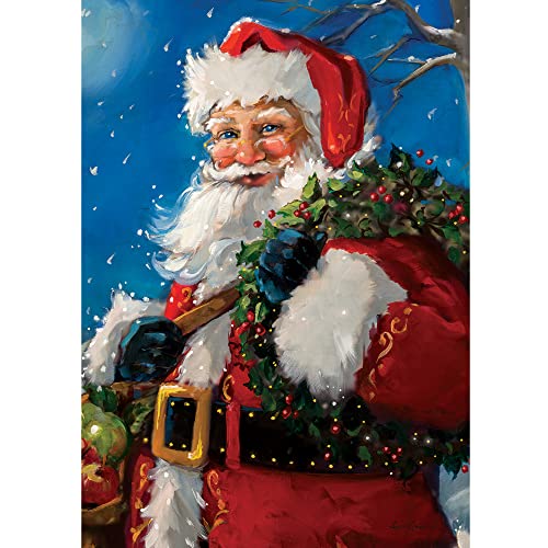 Evergreen Jolly Santa Christmas Garden Flag