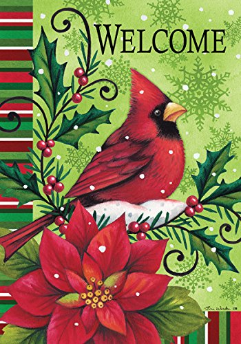 Custom Decor Welcome Cardinal Christmas House Flag