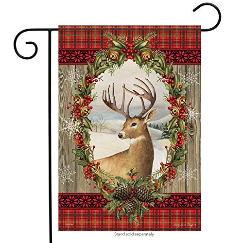 Carson Holiday Deer Cameo Christmas Garden Flag