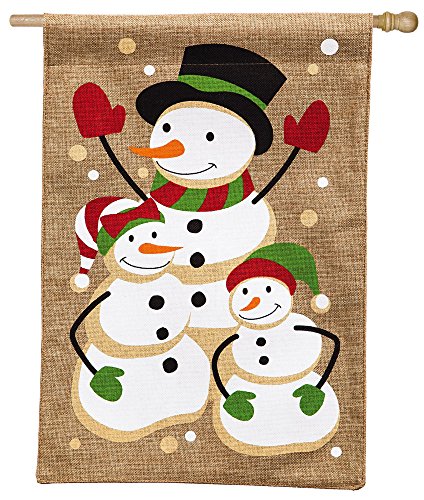 Snowman Family Christmas House Flag