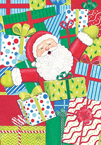 Evergreen Santa & Presents Christmas Garden Flag