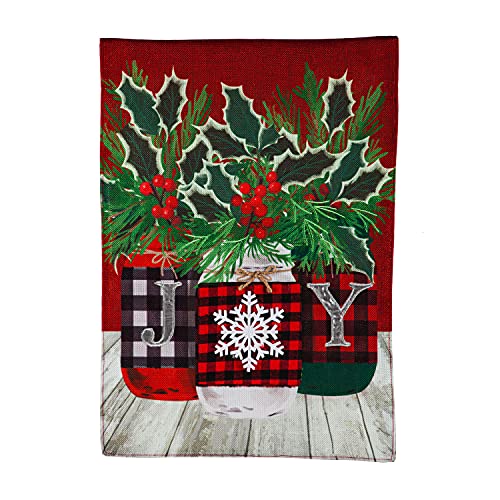 Evergreen Joy Mason Jar Trio Christmas Garden Flag
