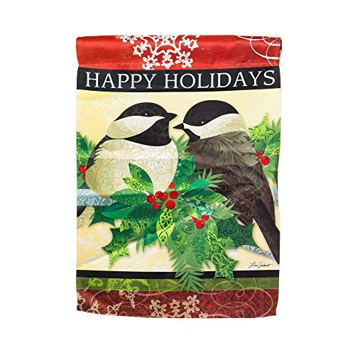 Evergreen Happy Holidays Feather Friends Christmas Garden Flag