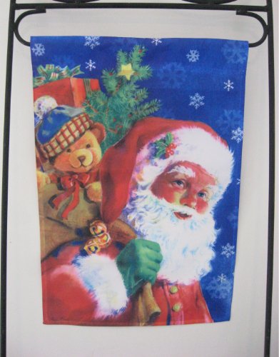 Evergreen Santa's Visit Christmas Garden Flag
