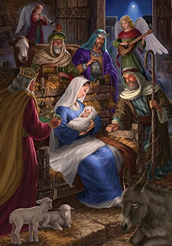 Evergreen Holy Nativity Christmas Garden Flag