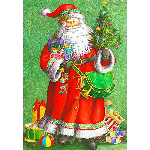 Magnolia Garden Traditional Santa Christmas Garden Flag