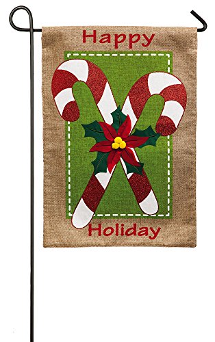 Candy Canes Burlap Christmas Garden Flag