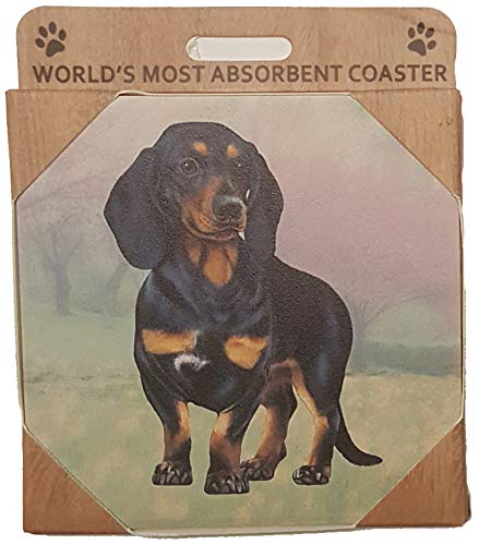 E&S Stone Coaster-Dachshund Black