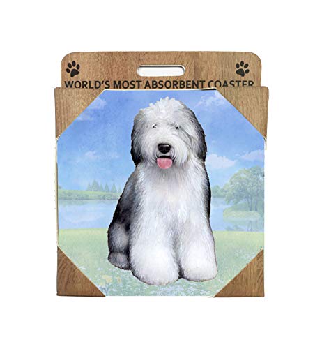 E&S Stone Coaster-Old English Sheepdog