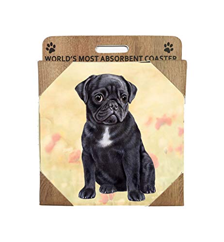 E&S Stone Coaster-Pug Black
