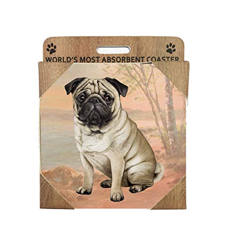 E&S Stone Coaster-Pug Sitting