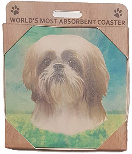 E&S Stone Coaster-Shih Tzu Tan & White