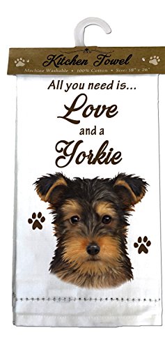 E&S Kitchen Towel All You Need is Love and a-Yorkie Puppy Cut