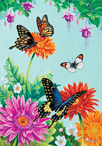 Custom Decor Butterfly Fuchsia Garden Flag
