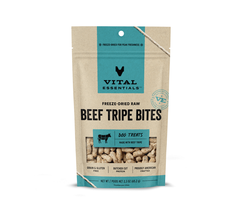 Vital Essentials Freeze-Dried Dog Treats-Beef Tripe Bites 2.3oz