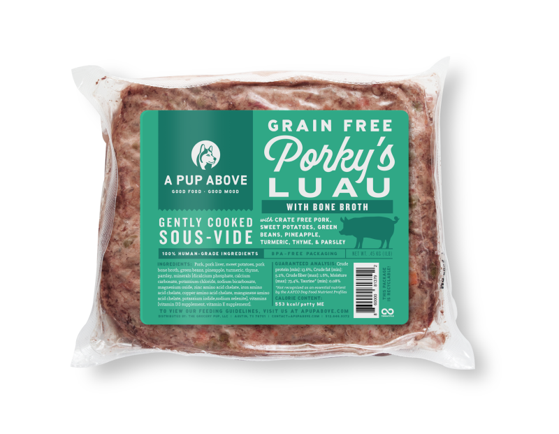 A Pup Above Gently Cooked Food for Dogs-Porky's Luau Recipe