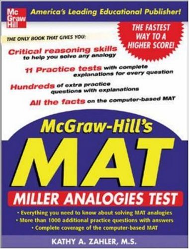 Kathy Zahler Mcgraw Hill's Mat Miller Analogies Test 