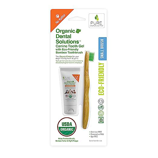Pure and Natural Pet - Pet Dental Care - Organic Dental Solutions CanineTooth Gel with Eco-Friendly Bamboo Toothbrush
