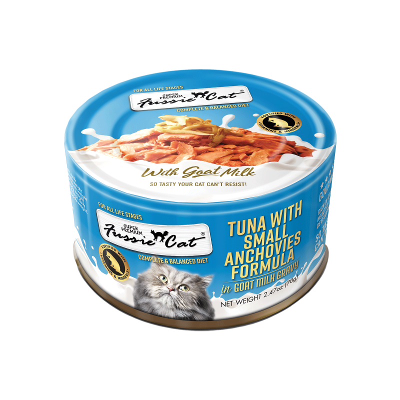 Fussie Cat Tuna with Small Anchovies Formula in Goat Milk Gravy Cat Food