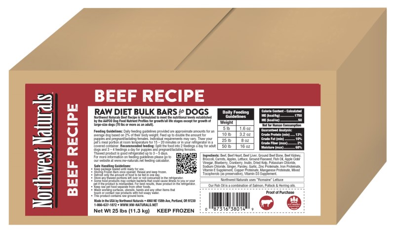 Northwest Naturals Frozen Dinner Bars for Dogs-Beef Recipe