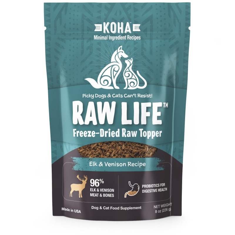 KOHA Raw Life Freeze-Dried Raw Topper, 8 oz-Elk & Venison Recipe