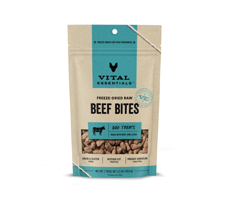 Vital Essentials Freeze-Dried Dog Treats-Beef Bites 2.5oz