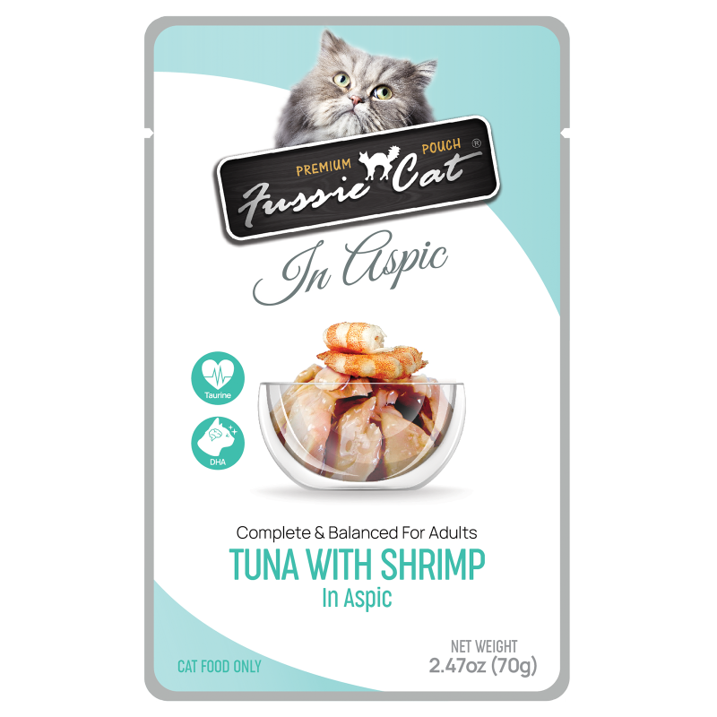 Fussie Cat Tuna with Shrimp in Aspic Cat Food Pouch
